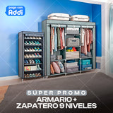 COMBO ARMARIO + ZAPATERO CON FORRO 9 NIVELES