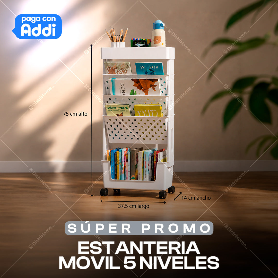 CARRITO ORGANIZADOR UTILES Y LIBROS 5 NIVELES